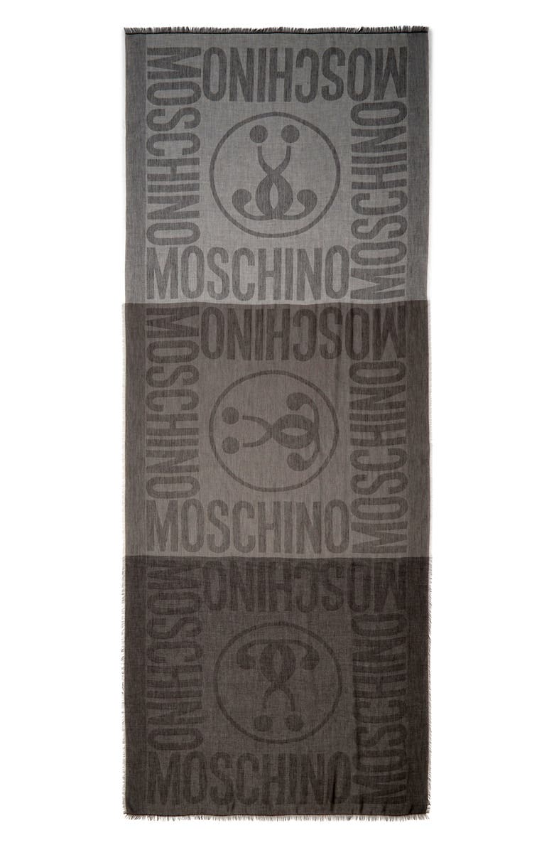 Moschino Logo Colorblock Modal, Silk & Cashmere Scarf, Main, color,
