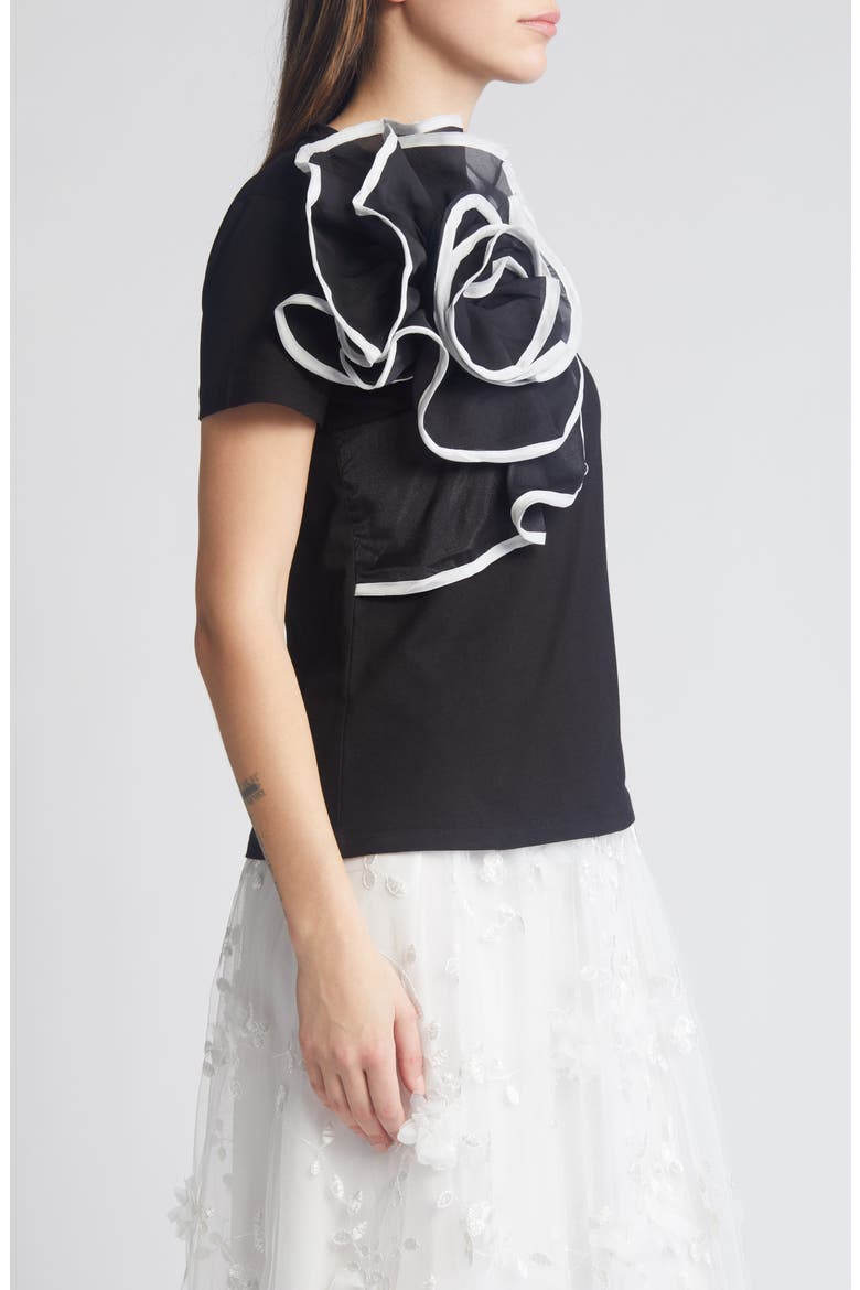 Florence 3D Flower T-Shirt, Alternate, color, BLACK