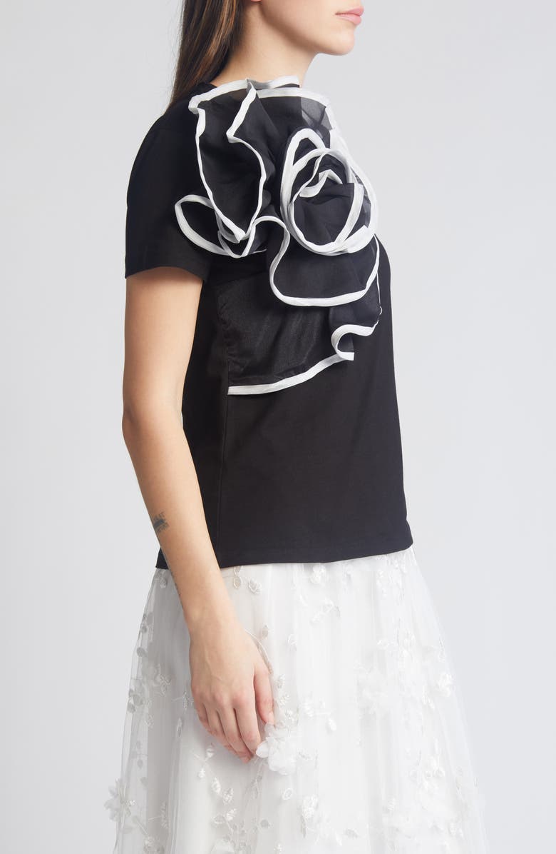 NIKKI LUND Florence 3D Flower T-Shirt, Alternate, color, Black