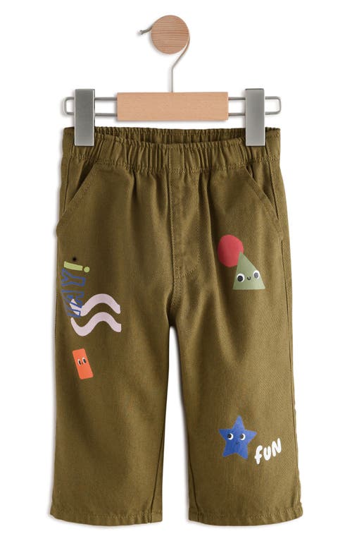 Next Kids' Geometric Cotton Twill Graphic Pants In Green