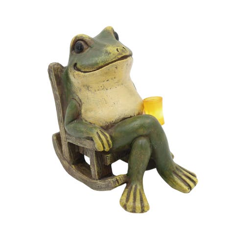 Light Up Resin Frog Figurine - Decorative Night Light for Home and Garden - Unique Frog Decor