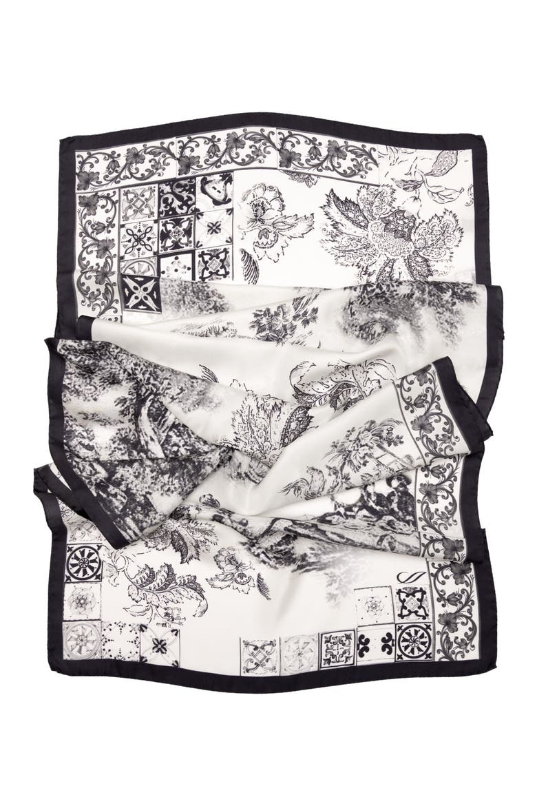 Toile - Long Silk Scarf for Women, Alternate, color, Black