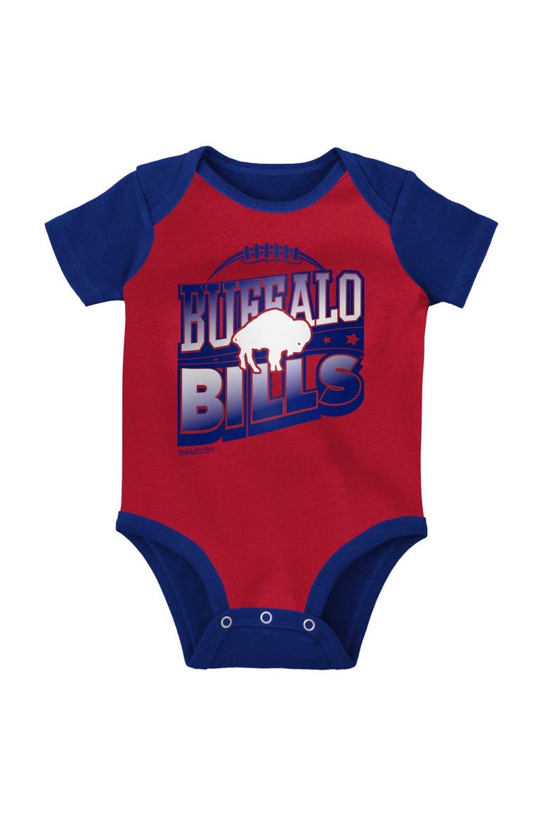 Newborn & Infant Mitchell & Ness Red/Royal Buffalo Bills Throwback Big Score Bodysuit, Bib & Bootie Set, Alternate, color, Red