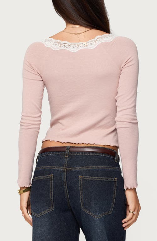 Edikted Emmery Lacey Boat Neck Crop Top In Pink