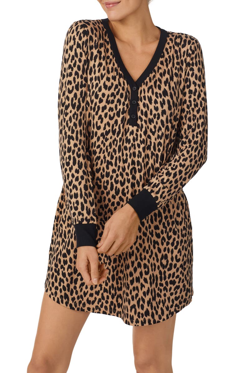 Kate Spade New York print long sleeve sleep shirt, Alternate, color, 