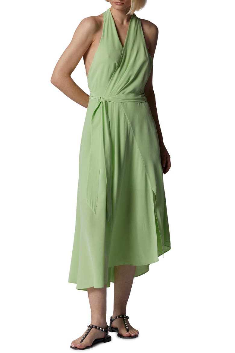Alejandra Halter Silk Maxi Dress, Main, color, PISTACHIO GREEN