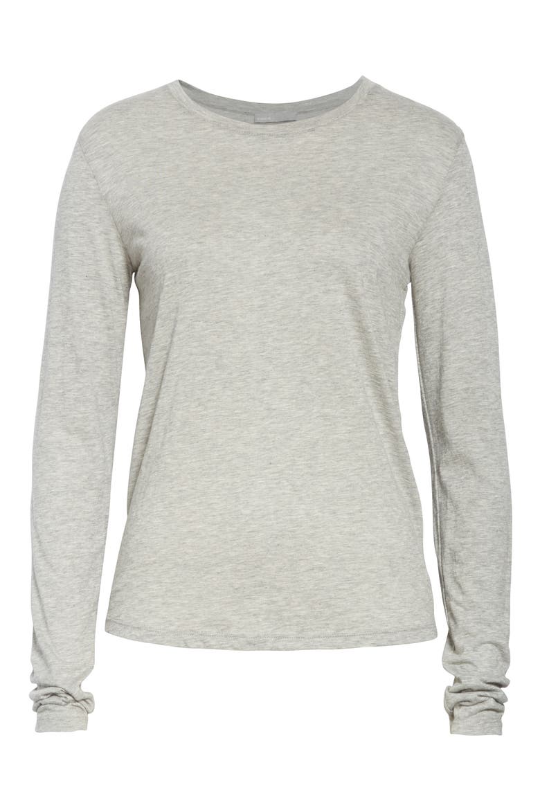 Essential Long Sleeve Crewneck Tee, Alternate, color, HEATHER GREY