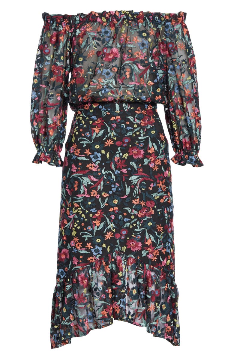 SALONI Grace Floral Embroidered Off the Shoulder Tulle Dress, Alternate, color,
