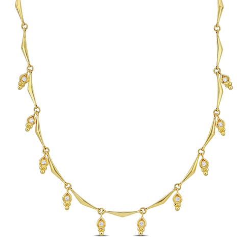 1/5 CTW Diamond Station Necklace 14k Gold