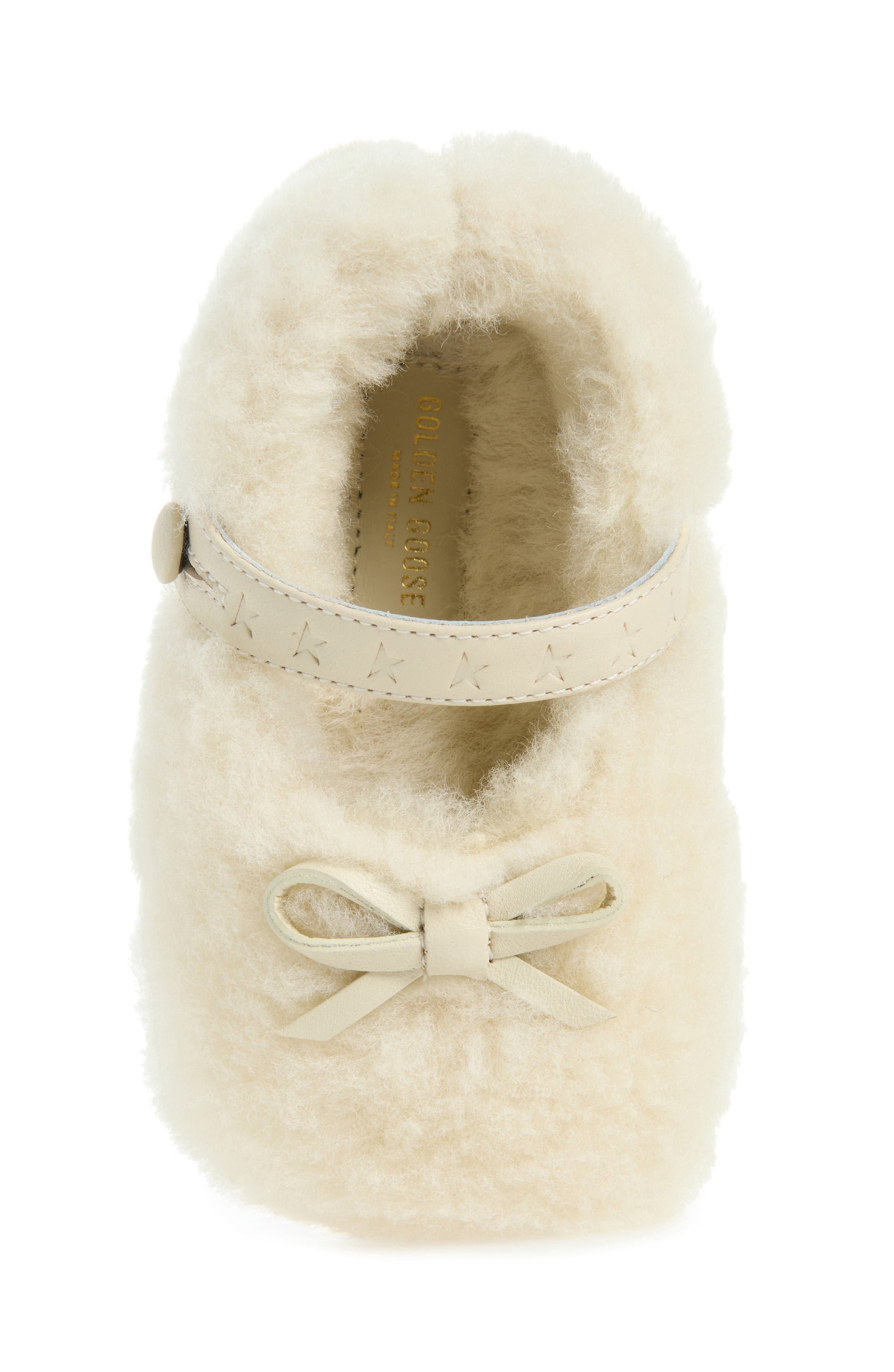 Kids' Sofi Genuine Shearling Ballerina Flat, Alternate, color, OFF WHITE