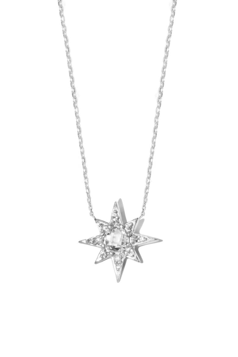 Starburst White Topaz Pendant Necklace, Main, color, SILVER