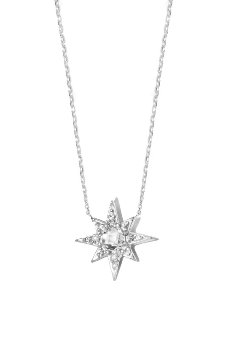 Anzie Starburst White Topaz Pendant Necklace, Main, color,