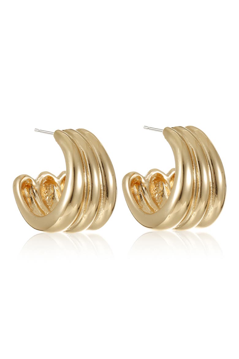 Pipe Hoop Earrings, Alternate, color, GOLD