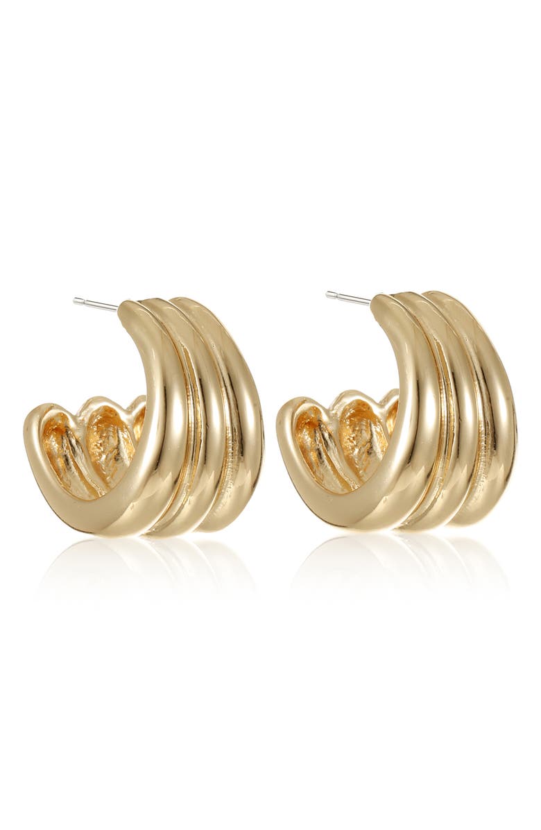 Ettika Pipe Hoop Earrings, Alternate, color, Gold
