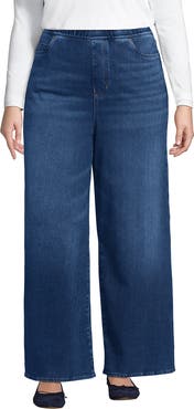 Lands' End Plus Size Starfish Denim High Rise Wide Leg Jeans