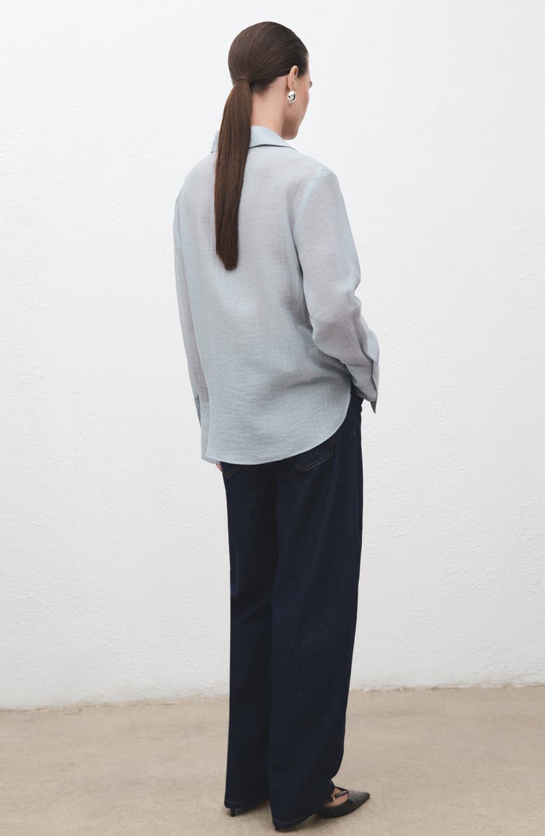 MANGO Embroidered Semi Sheer Blouse, Alternate, color, Blue