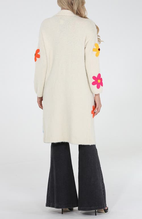 Rain And Rose Flower Pop Longline Coatigan In Multi