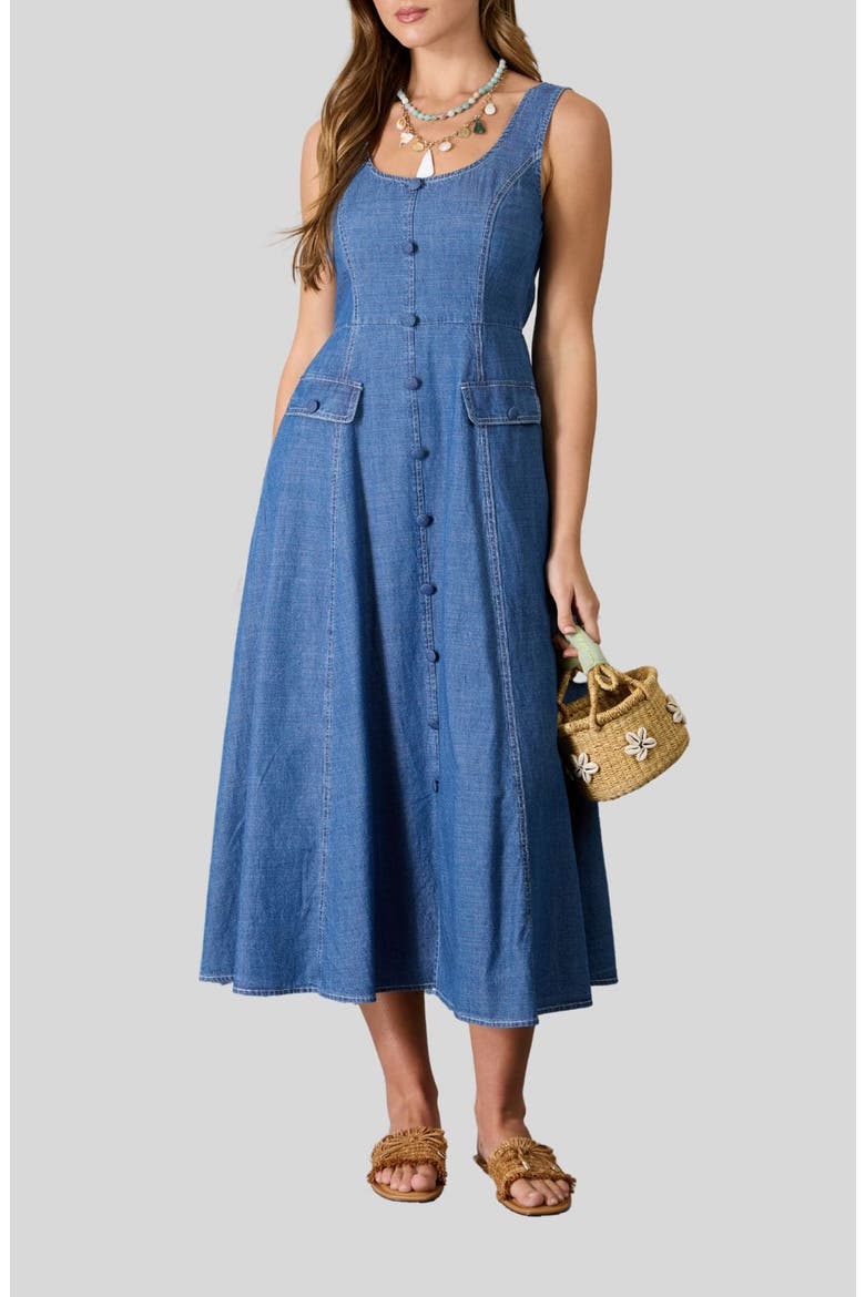 Sleeveless Denim Maxi Dress, Main, color, DENIM
