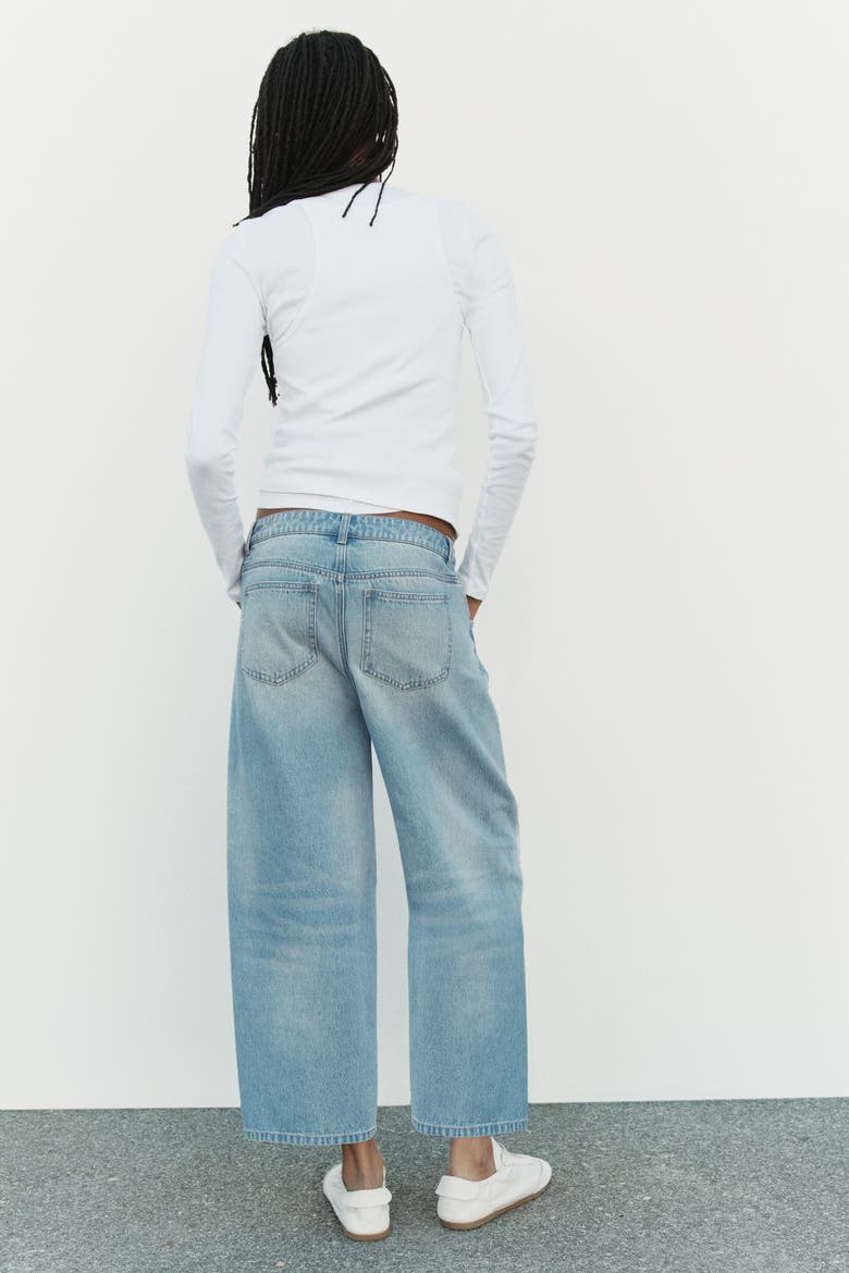 High-waist Barrel-leg Ankle Jeans, Alternate, color, Light denim blue