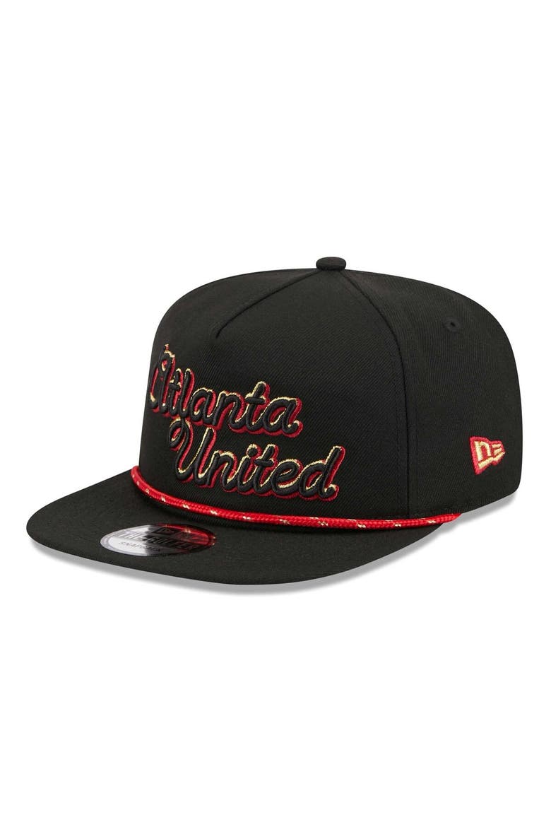 Men's New Era  Black Atlanta United FC Script Golfer Adjustable Hat, Main, color, Black