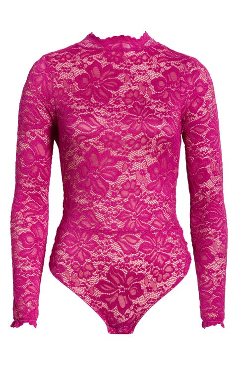 Floral Lace Long Sleeve Teddy