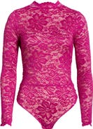 KILO BRAVA Floral Lace Long Sleeve Teddy