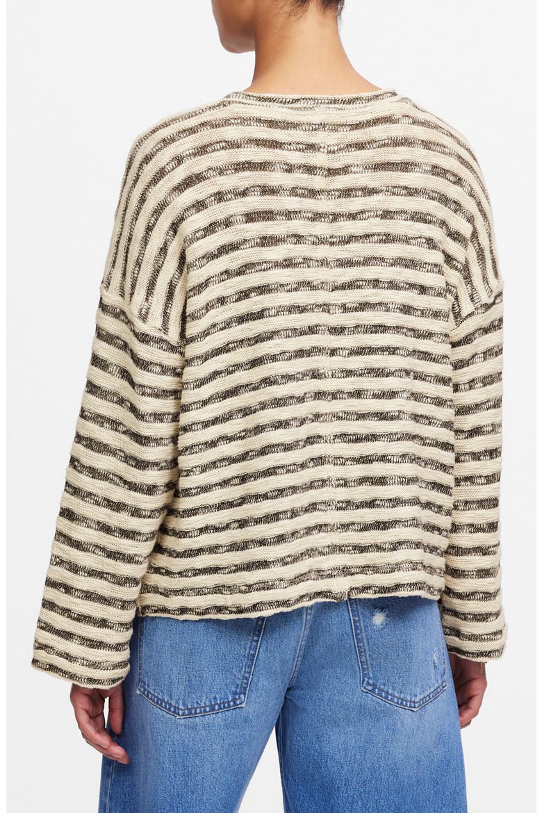 Stripe Crewneck Long Sleeve T-Shirt, Alternate, color, NATURAL