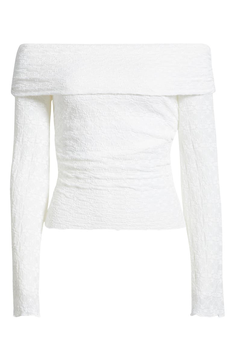 All in Favor Lace Side Ruched Off the Shoulder Top, Alternate, color,