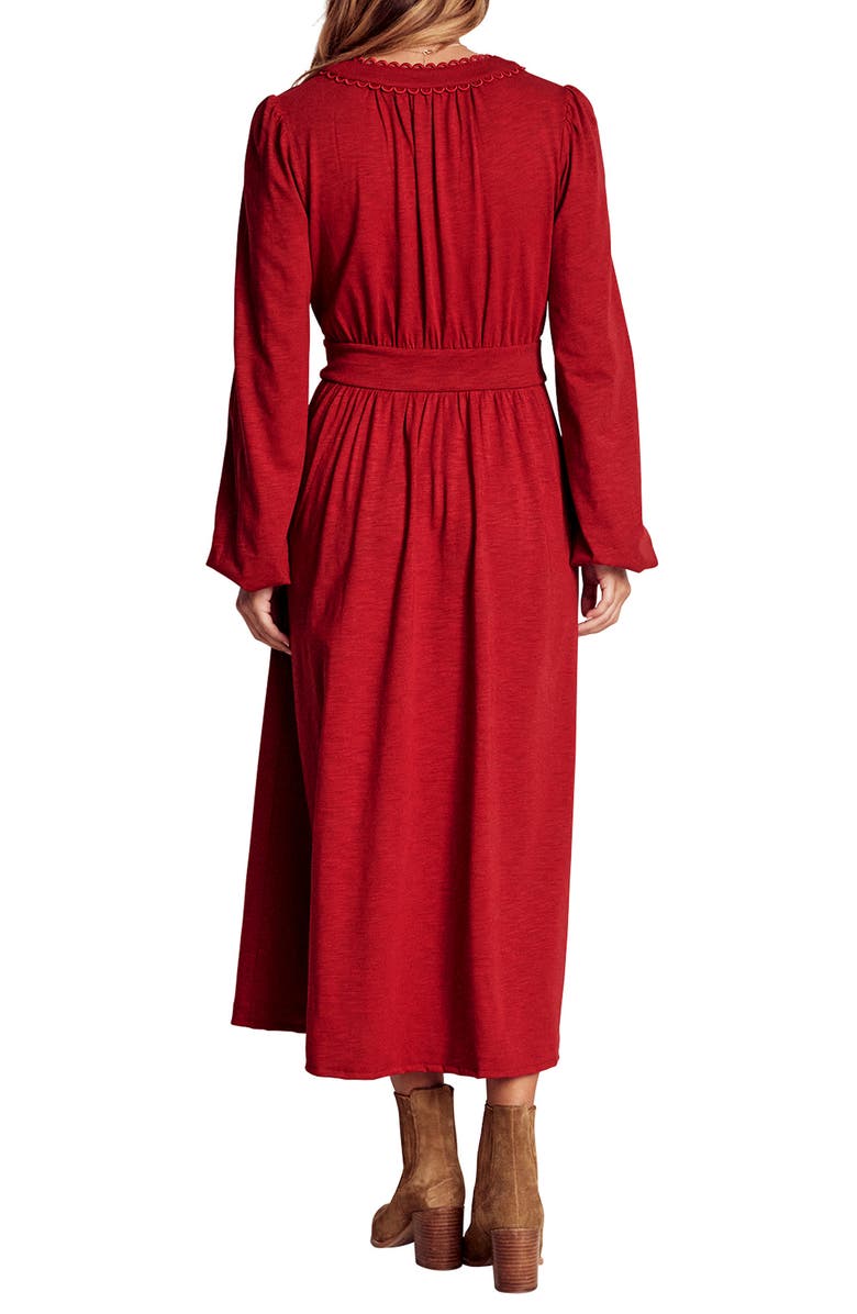 Boden Maddie Picot Trim Long Sleeve Cotton Blend Midi Dress, Alternate, color,