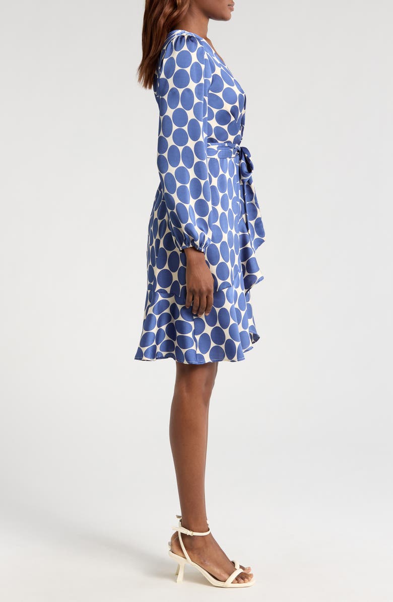 Tahari Long Sleeve Faux Wrap Dress, Alternate, color, 