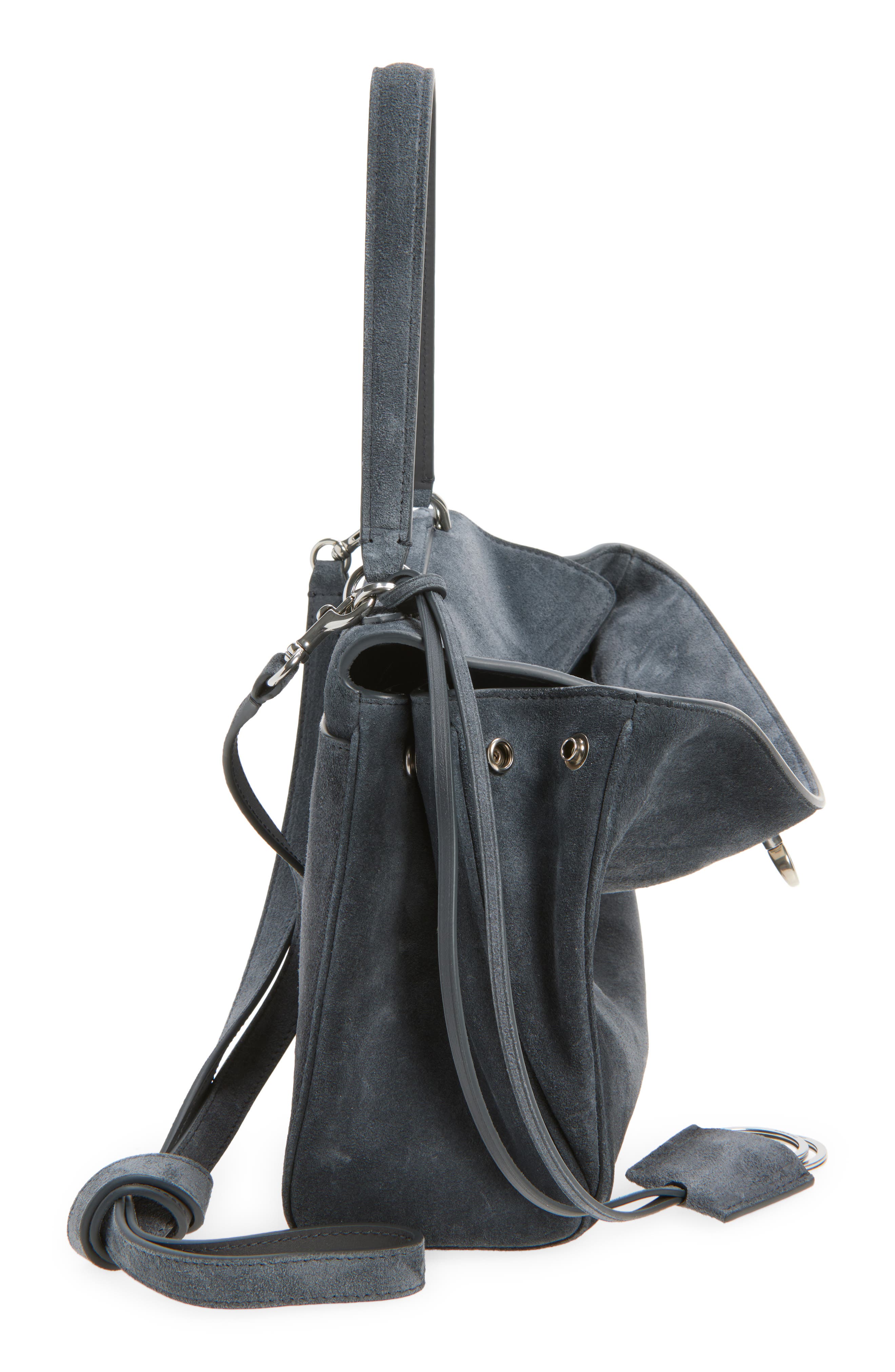 Balenciaga Rodeo Waxed Suede Top Handle Bag, Alternate, color, Storm Grey