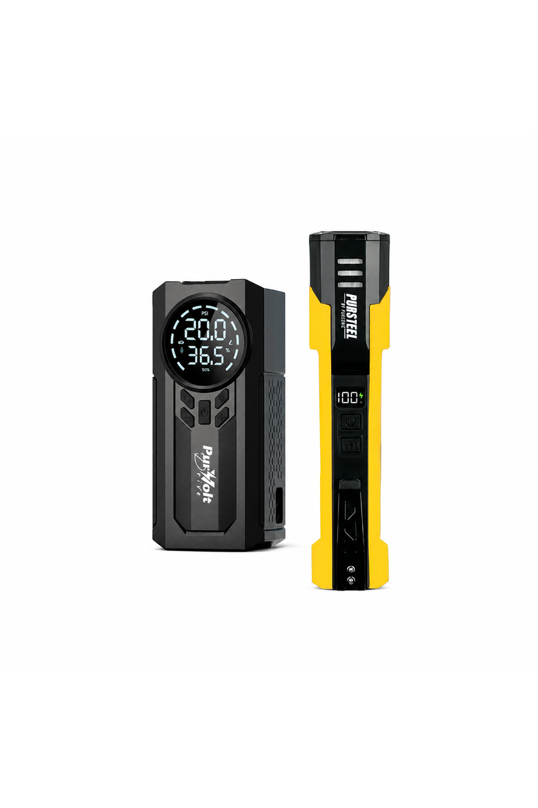 2-in-1 Jump Starter, Tire Inflator & UltraBright Rechargeable Flashlight, Main, color, Black