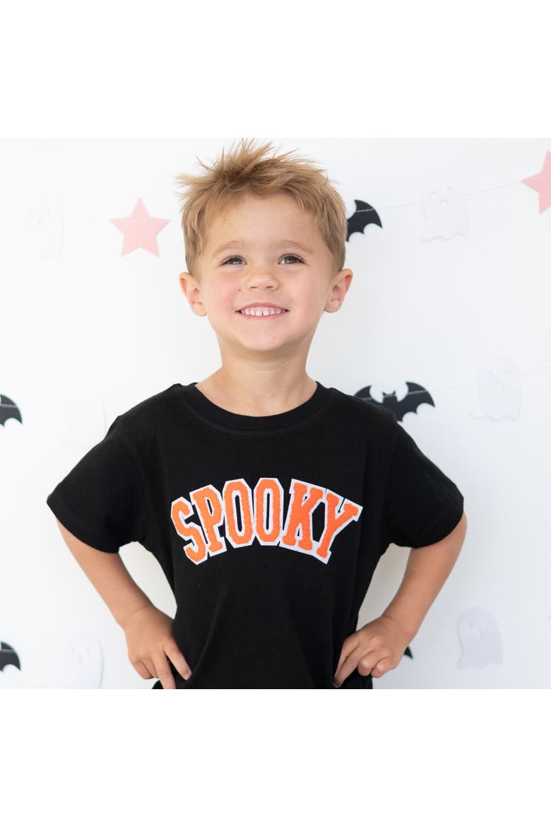 Spooky Orange Patch Halloween Short Sleeve T-Shirt, Alternate, color, Black