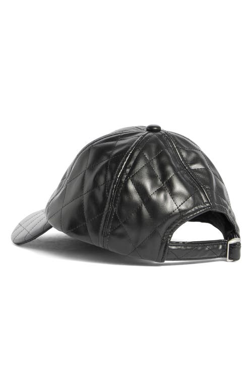 Vince Camuto Quilted Faux Leather Baseball Cap In Black