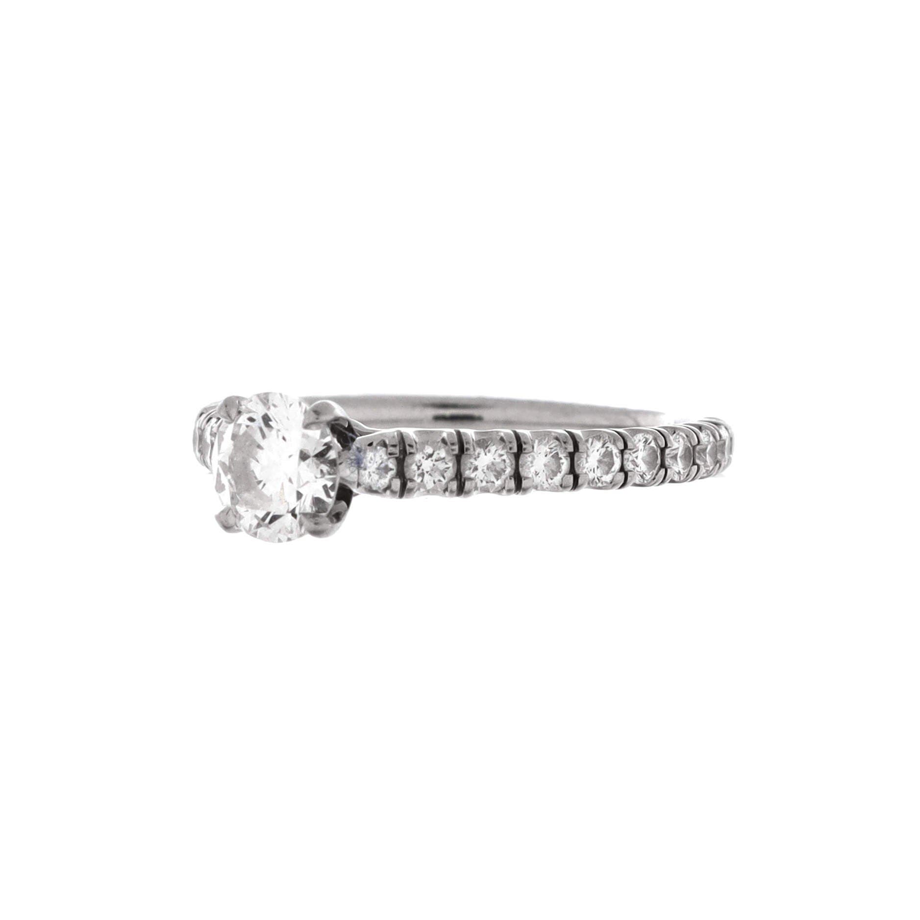 Etincelle de Cartier Solitaire Ring Platinum with RBC Diamond and Pave Diamonds E/VVS1 0.50CT, Alternate, color, Metallic Silver