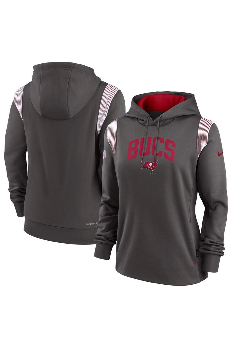 Women's Nike Pewter Tampa Bay Buccaneers Sideline Stack Performance Pullover Hoodie, Main, color, Pewter