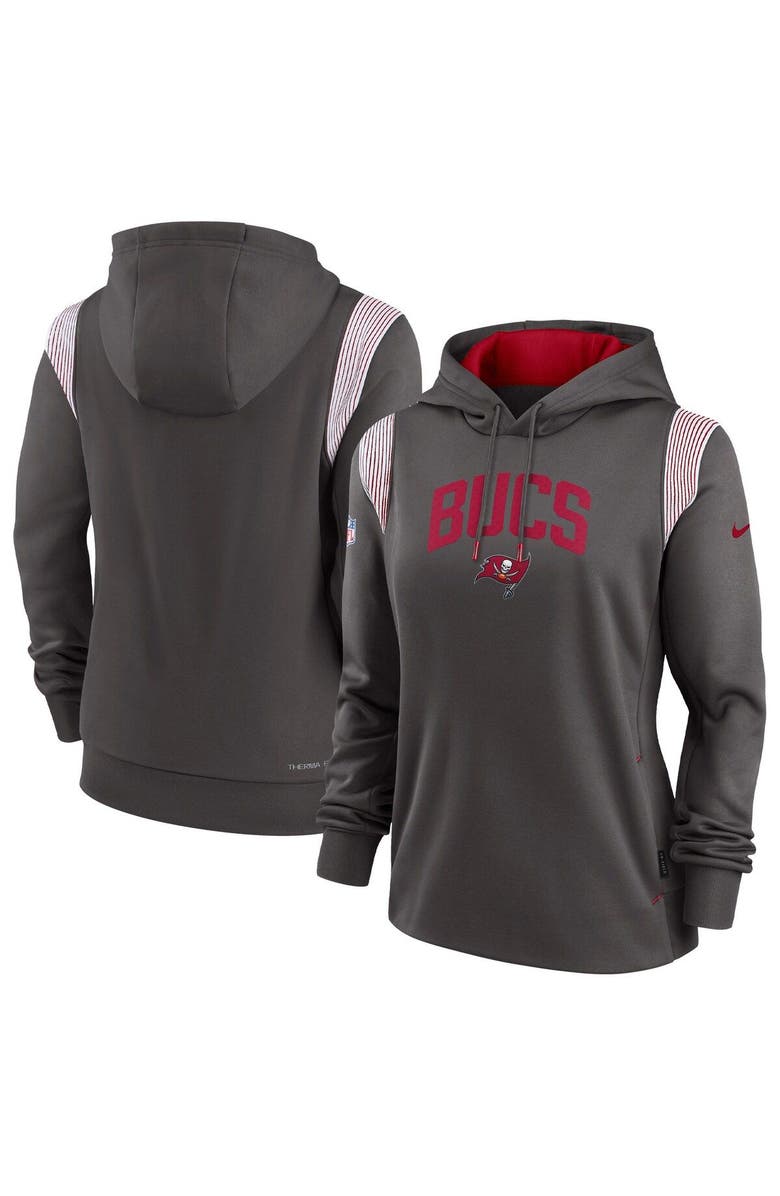 Nike Women's Nike Pewter Tampa Bay Buccaneers Sideline Stack Performance Pullover Hoodie, Main, color, Pewter