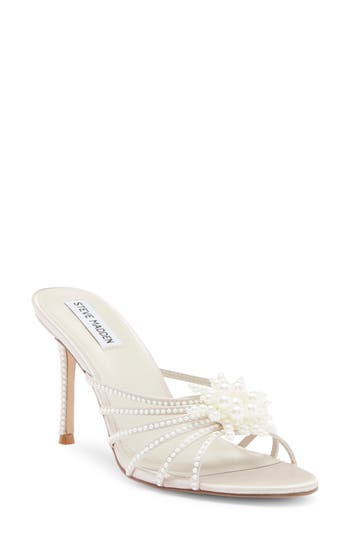 Steve Madden Cirkus Crystal Slide Sandal In Ivory