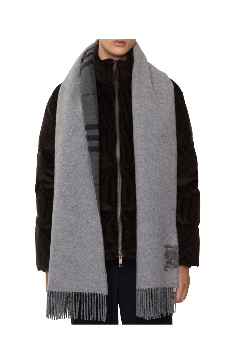 Burberry Wide Reversible Check Cashmere Scarf, Alternate, color, Charcoal Grey/Vine Green