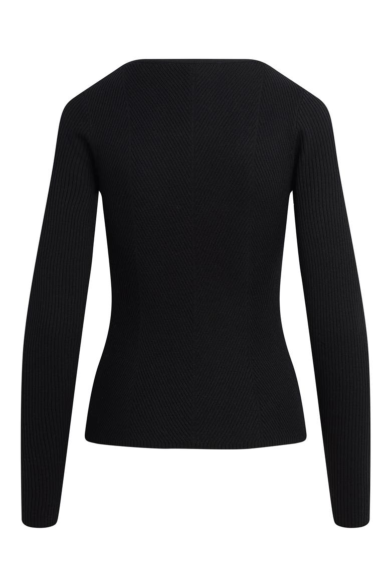 The Serena Rib Merino Wool Cardigan, Alternate, color, BLACK