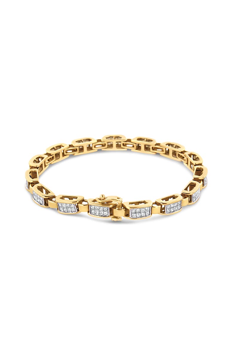 Haus of Brilliance 14K Yellow Gold 2 1/2 Cttw Princess-Cut Diamond Link Tennis Bracelet - 7.25", Alternate, color, Yellow