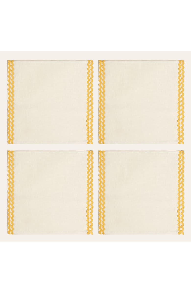 Zsa Zsa Zsu Nilufer Rick Rack Embroidered 100% Linen Napkin Set Of 4, Main, color, Beige