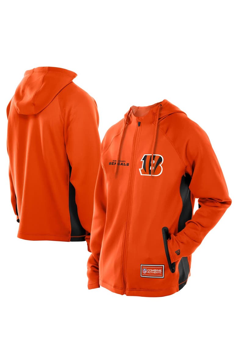 New Era Men's New Era  Orange Cincinnati Bengals Combine Authentic Raglan Scuba Full-Zip Hoodie, Main, color, Orange