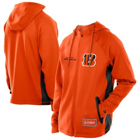 Men's New Era  Orange Cincinnati Bengals Combine Authentic Raglan Scuba Full-Zip Hoodie