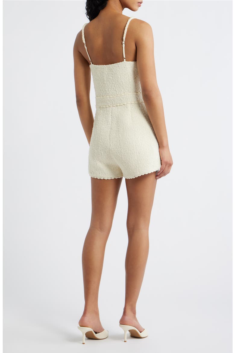 Rhia Shell Button Tweed Romper, Alternate, color, ECRU