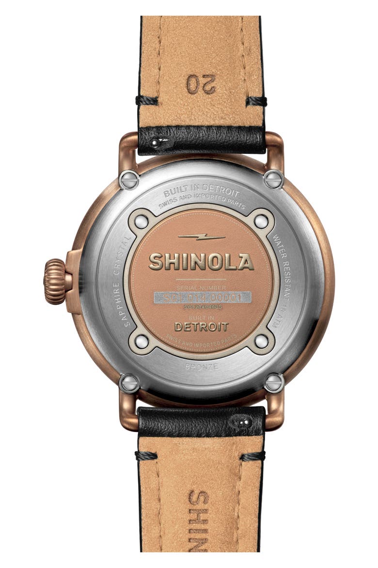 Argonite-1069 Leather Strap Watch, 43mm, Alternate, color, BLACK