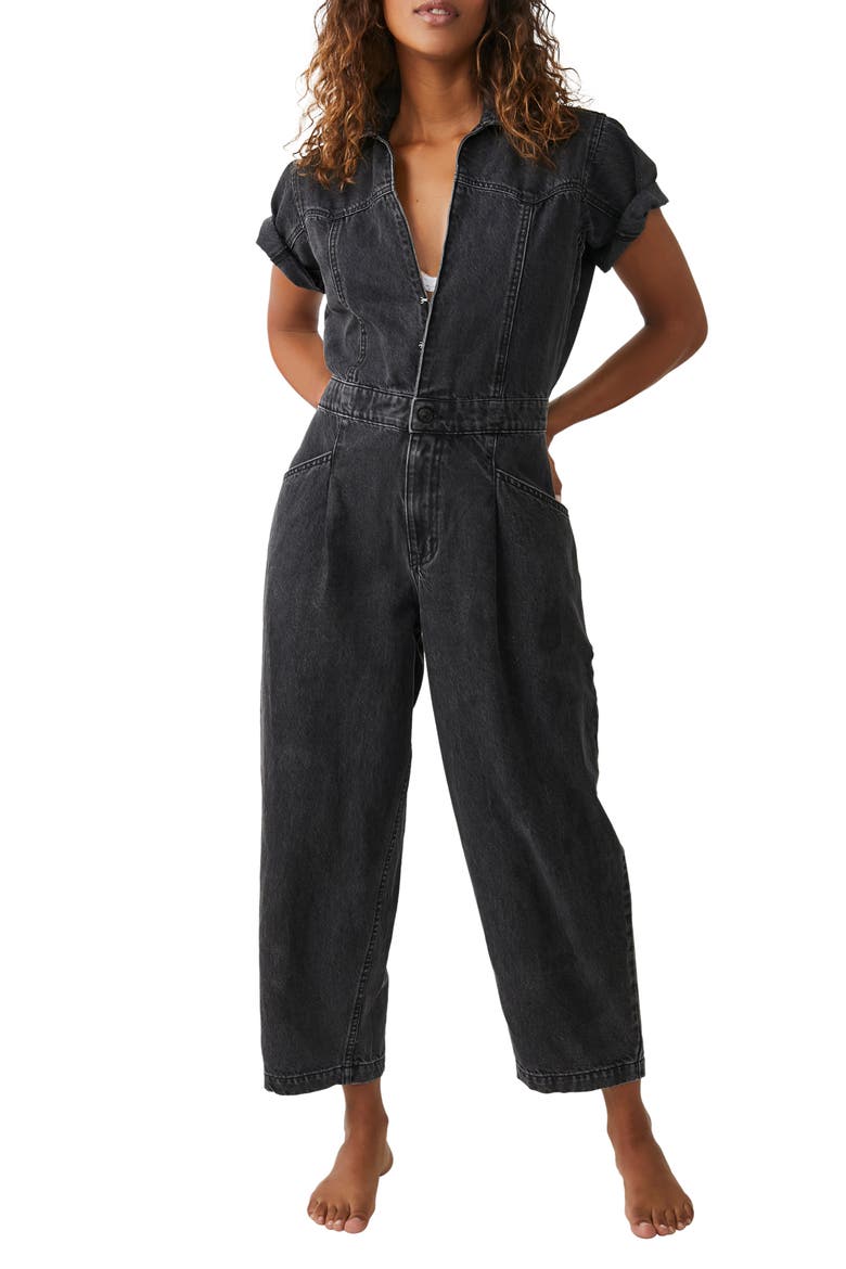 Marla Denim Utility Jumpsuit, Alternate, color, IRON BLACK