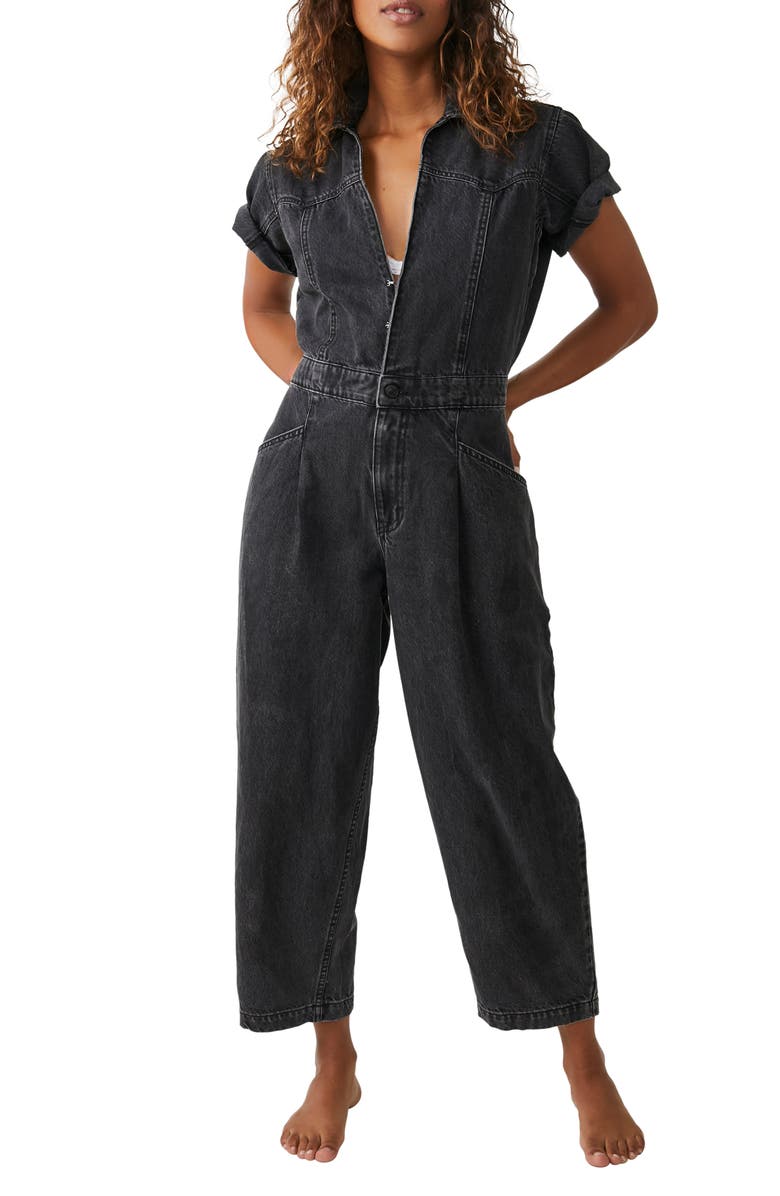 Free People Marla Denim Utility Jumpsuit, Alternate, color, 