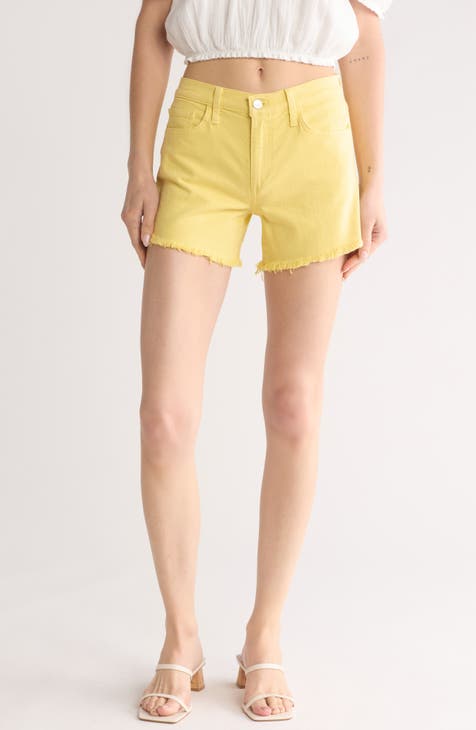 Ozzie Frayed Mid Rise Denim Shorts