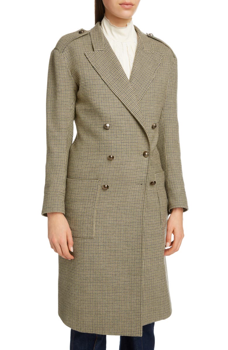 Chloé Double Breasted Houndstooth Wool Coat, Alternate, color, 